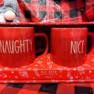 SOLD Rae Dunn Christmas Naughty and Nice Mug Set